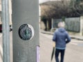 Blurry man walking in the street Royalty Free Stock Photo