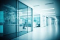 Blurry medical office background, interior in blue and white Royalty Free Stock Photo