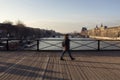 Blurry motion image of a woman walking