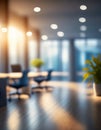 Blurry office background, light Bokeh in a blue office space. Generative AI Royalty Free Stock Photo