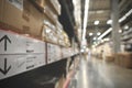 Blurry, out of photo of Perspective and depth of field of Large hangar warehouse industrial and logistics companies Royalty Free Stock Photo