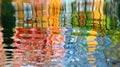 A blurry picture of a colorful reflection in water, AI