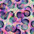 Blurry rainbow glitch artistic collage texture background. Irregular bleeding watercolor tie dye seamless pattern. Ombre