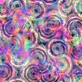 Blurry rainbow glitch artistic dot texture background. Irregular bleeding watercolor tie dye seamless pattern. Ombre
