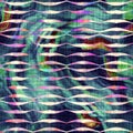 Blurry rainbow glitch artistic stripe texture background. Irregular bleeding watercolor tie dye seamless pattern. Ombre