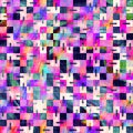 Blurry rainbow glitch check texture background. Irregular bleeding watercolor tie dye seamless pattern. Ombre distorted