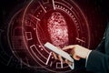 Blurry red fingerprint interface Royalty Free Stock Photo