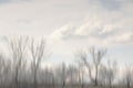 Blurry river water reflection of the bare trees in winter Royalty Free Stock Photo