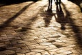 Blurry shadow silhouette of a couple walking Royalty Free Stock Photo