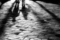 Blurry shadow silhouette of a couple walking Royalty Free Stock Photo