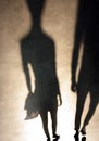 Blurry shadows silhouettes of people walking Royalty Free Stock Photo