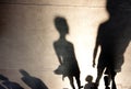 Blurry shadows silhouettes of people Royalty Free Stock Photo