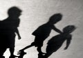 Blurry shadows of three boys Royalty Free Stock Photo