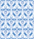 Blurry shibori sunburst tie dye background. Seamless pattern irregular circle on bleached resist white background. Japanese style