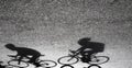 Blurry silhouette and shadow of professional cyclists Royalty Free Stock Photo