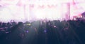 Blurry of silhouettes of concert crowd at Rear view of festival Royalty Free Stock Photo