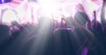 Blurry of silhouettes of concert crowd at Rear view of festival Royalty Free Stock Photo