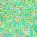 Blurry smeared seamless floral pattern Spring summer small flowers layered print in white, green and blue