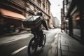 Urban Delivery Cyclist in Motion Royalty Free Stock Photo