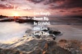 Blurry sunset on the beach with Inspirational quote - Live simply , dream big, be grateful, give love, laugh lots Royalty Free Stock Photo