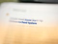 Blurry text and highlighting of food system