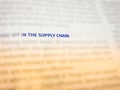 Blurry text and highlighting of supply chain Royalty Free Stock Photo