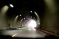 Blurry tunnel view in the car