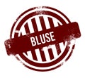 bluse - red round grunge button, stamp Royalty Free Stock Photo