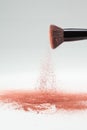 Blush brush shaking off pink loose powder blush Royalty Free Stock Photo