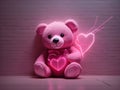 Blush of Love: Pink Laser Teddy Bear Heart Wall Art