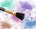 Blush make up on crushed powder isolated on white background. Royalty Free Stock Photo