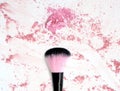 Blush make up powder on crushed pink powder cosmetic