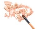 Blush make up and powder crushed on white Royalty Free Stock Photo
