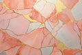 Blush pink, beige and gold abstract kintsugi background. Stone textured modern backdrop