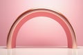 Blush pink futuristic round arch on the pastel gradient background. Atmospheric escapism arch for showcase and display products.