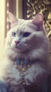 Blush Pink and Lavender Cat: A Beautiful Feline in Artistic Style .