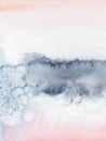 Blush Pink and navyblue abstract watercolor hand painted landscape Royalty Free Stock Photo