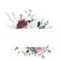 Blush pink rose, burgundy red peony, ranunculus, hydrangea, magnolia flowers vector design Royalty Free Stock Photo