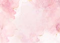 Blush pink watercolor fluid painting vector design card. Dusty rose and golden marble geode frame Royalty Free Stock Photo