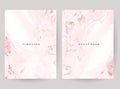 Blush pink watercolor fluid painting vector design cards