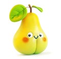 Blushing anthropomorphic pear with a cheerful face