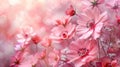 Blushing Bloom: A Stunning Pink Floral Backdrop - This title evokes the beauty and delicacy of the pink flowers while Royalty Free Stock Photo