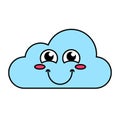 Blushing Cloud emoticon outline illustration