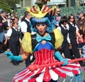 A blushing street performer at Disneyworld