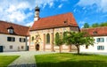 Blutenburg Castle courtyard in Munich, Bavaria, Germany, Europe