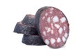 Blood pudding sausage cutted isolated on white Royalty Free Stock Photo