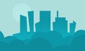 Bluue backgrounds building vector flat