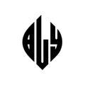 BLY circle letter logo design with circle and ellipse shape. BLY ellipse letters with typographic style. The three initials form a Royalty Free Stock Photo