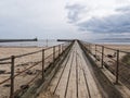 Blyth, Northumberland, UK entrance to port with pier and lighthouse