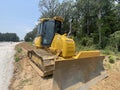 heavy machinery earth mover road construction bulldozer front view